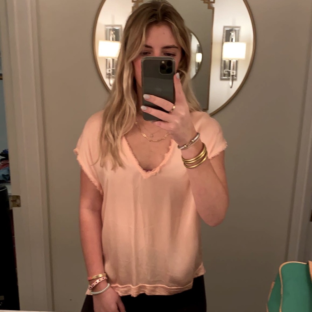 cali dreaming peach satin top